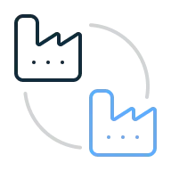 Ilustração de duas indústrias.