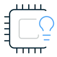 Ilustração de um chip com uma lâmpada.