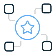 Ilustração de uma estrela ligada a diferentes caminhos.