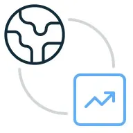 Ilustração de globo e gráfico crescente.