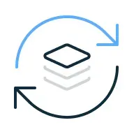 Ilustração de servidor com setas de renovação.