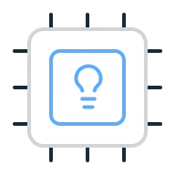 Ilustração de um chip com uma lâmpada.