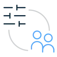 Ilustração de equipa com símbolo de personalização.