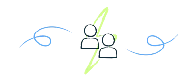 Ilustração de pessoas com símbolo de poder.