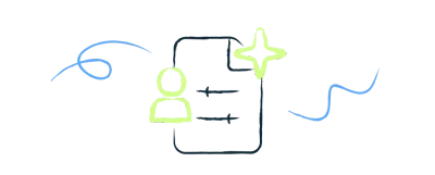 Ilustração de pessoa com curriculo personalizado.